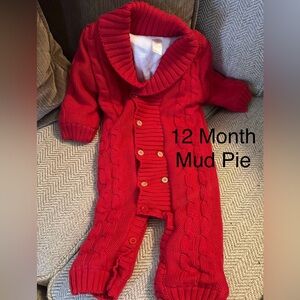 Mud Pie Red Cable Knit Footie